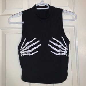 Skeleton Hand Cropped Top